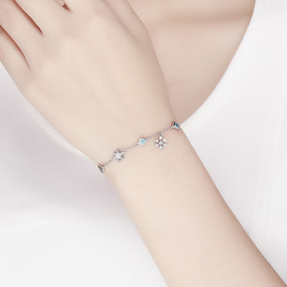 Snowflake Dance Bracelet, 925 Sterling Silver Bracelet for Women