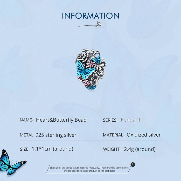 Heart & Butterfly Bead Charm