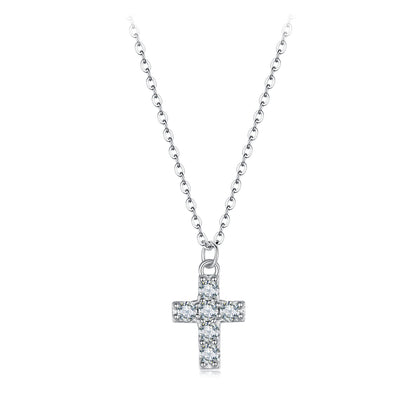 Moissanite Cross Pendant Necklace