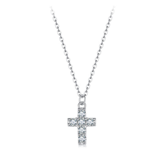 Moissanite Cross Pendant Necklace