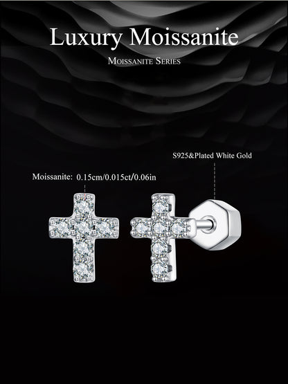 Cross Design Moissanite Studs