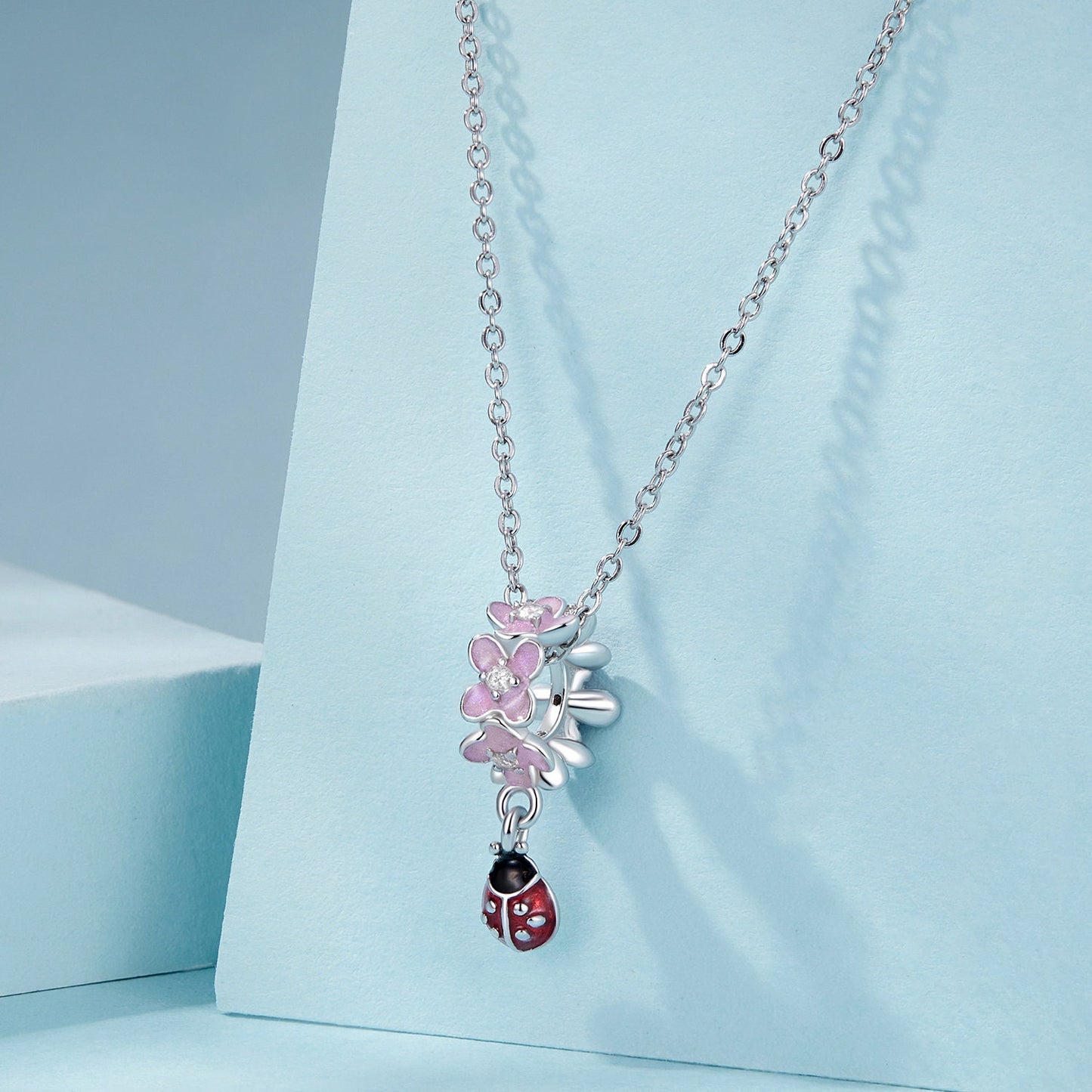 Flower Ladybug Spacer Bead Charm