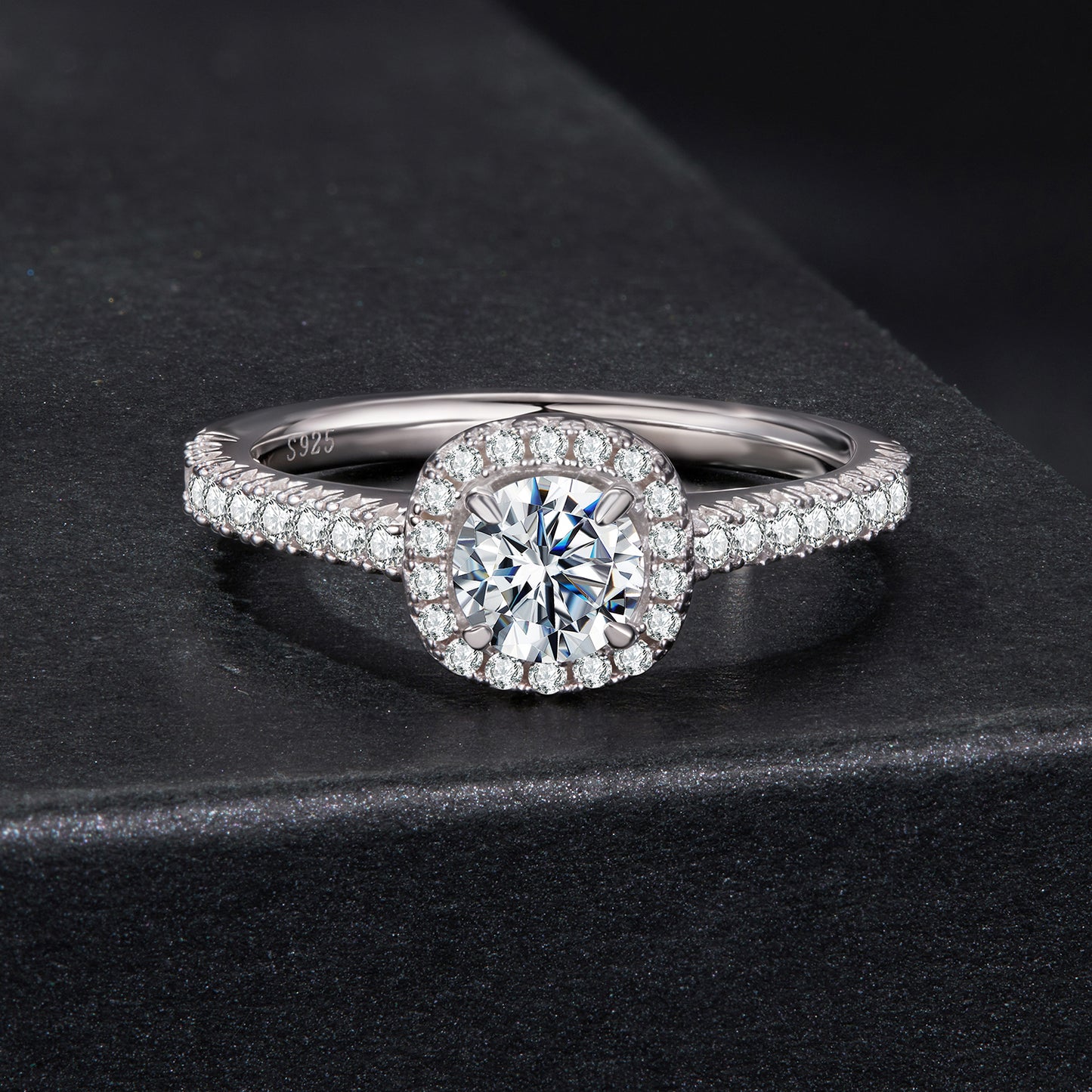 Square Halo Moissanite Ring