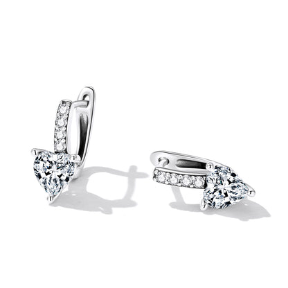 Sparkling Heart Clip Earrings