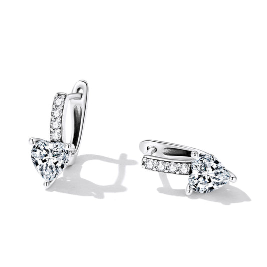 Sparkling Heart Clip Earrings