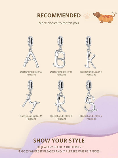 Dachshund Letter Pendant Charm
