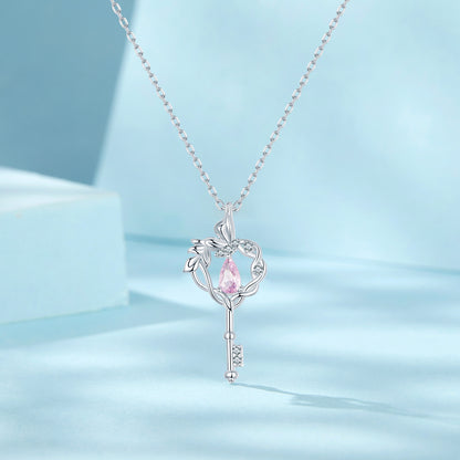 Butterfly Vine Heart Key Necklace