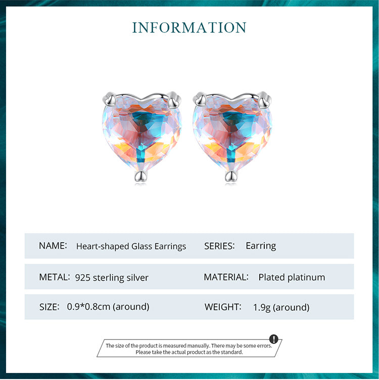 Heart-shaped Iridescent Glass Studs