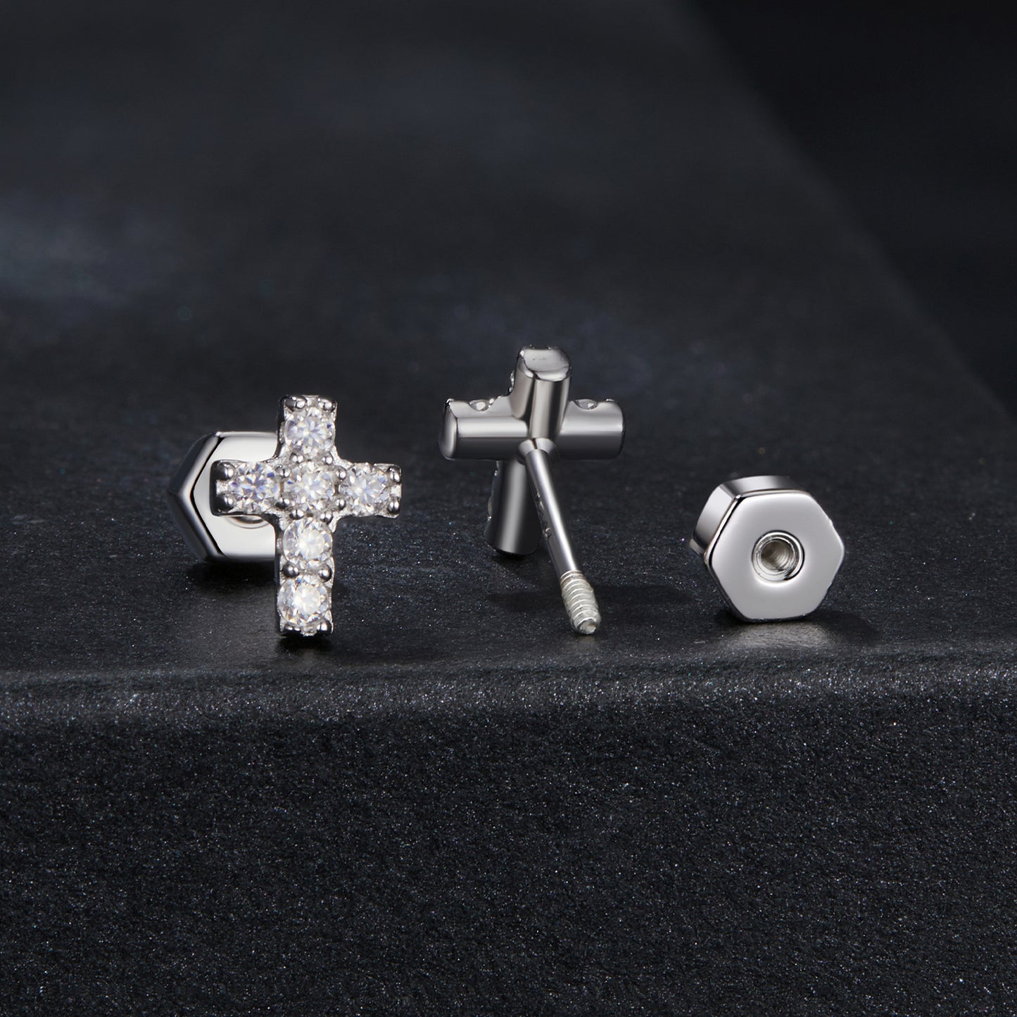 Cross Design Moissanite Studs