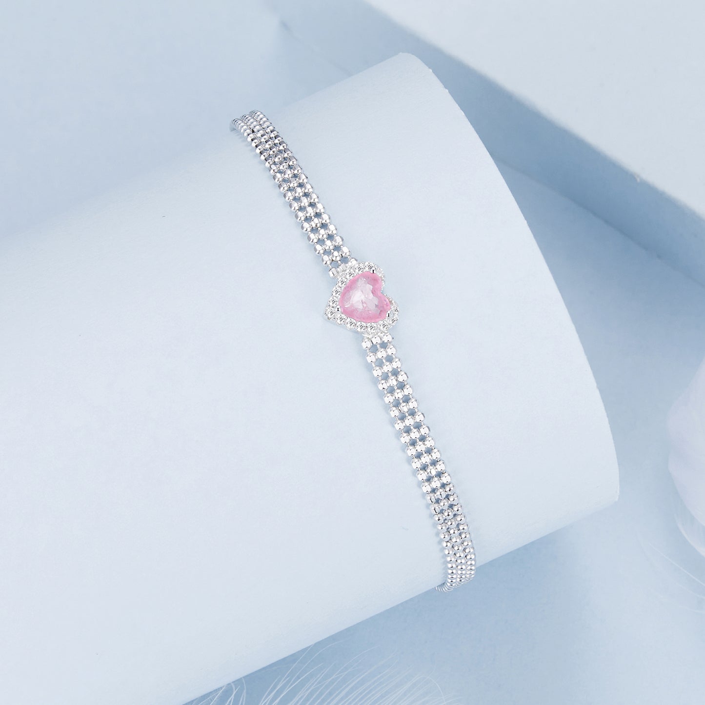 Frosted Floral Heart Bracelet
