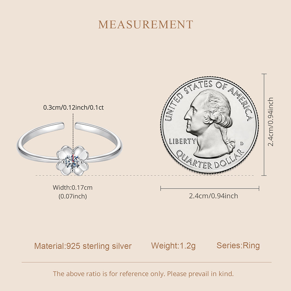 Clover Moissanite Adjustable Ring