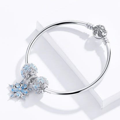 Frosted Crystal Snowflake Bangle