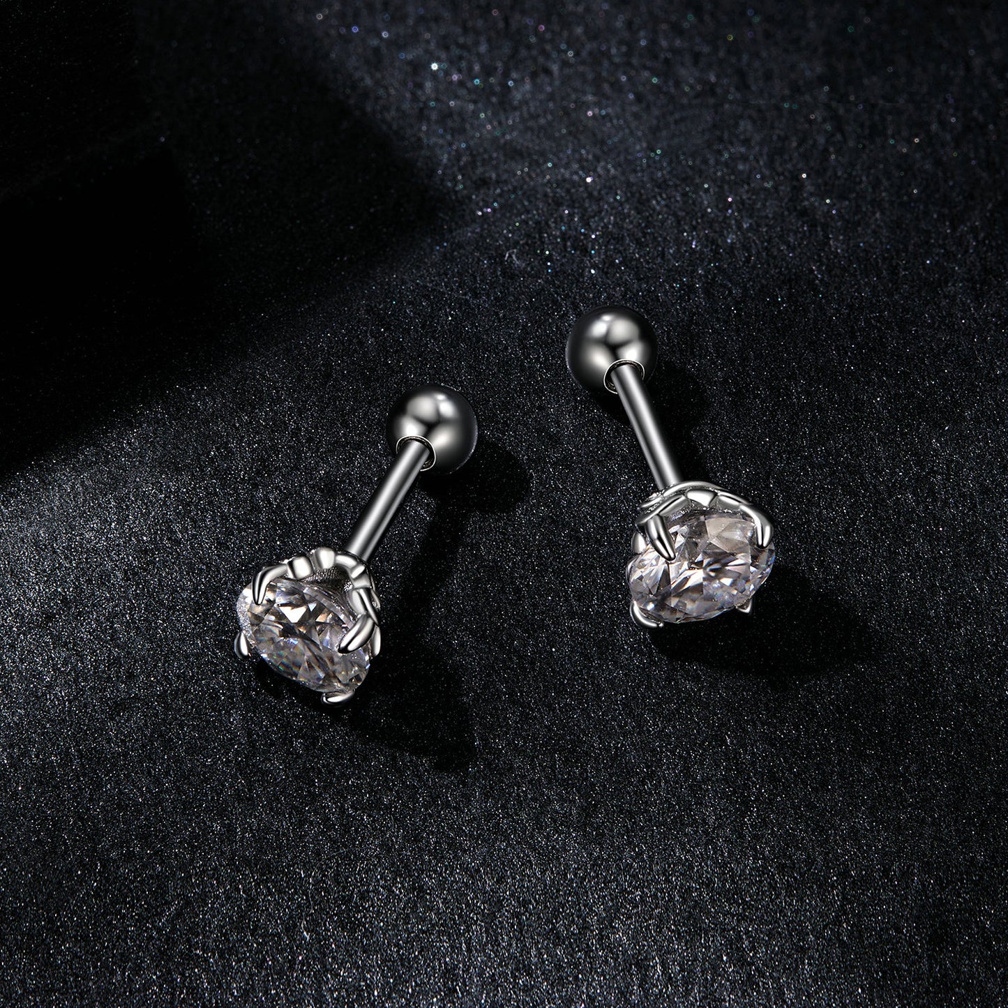 Patterned Spiral Ball Moissanite Studs
