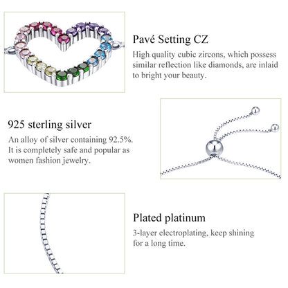 Rainbow Heart Charm Bracelet