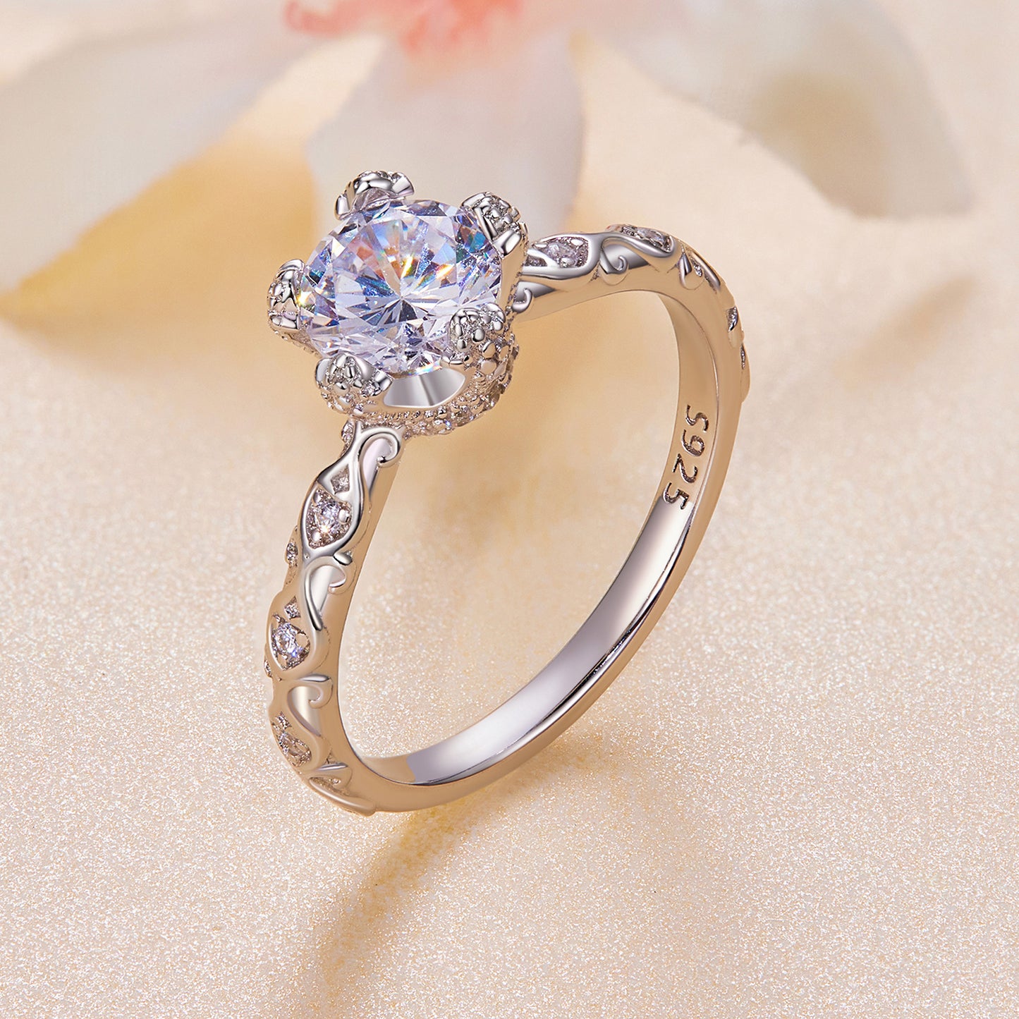 Crown Design Moissanite Ring