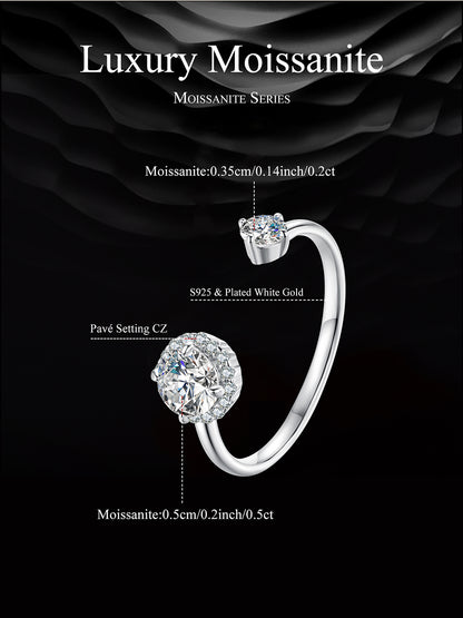 Sparkling Moissanite Adjustable Ring