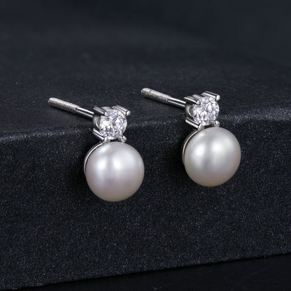 Natural Pearl & 0.1ct Moissanite Studs