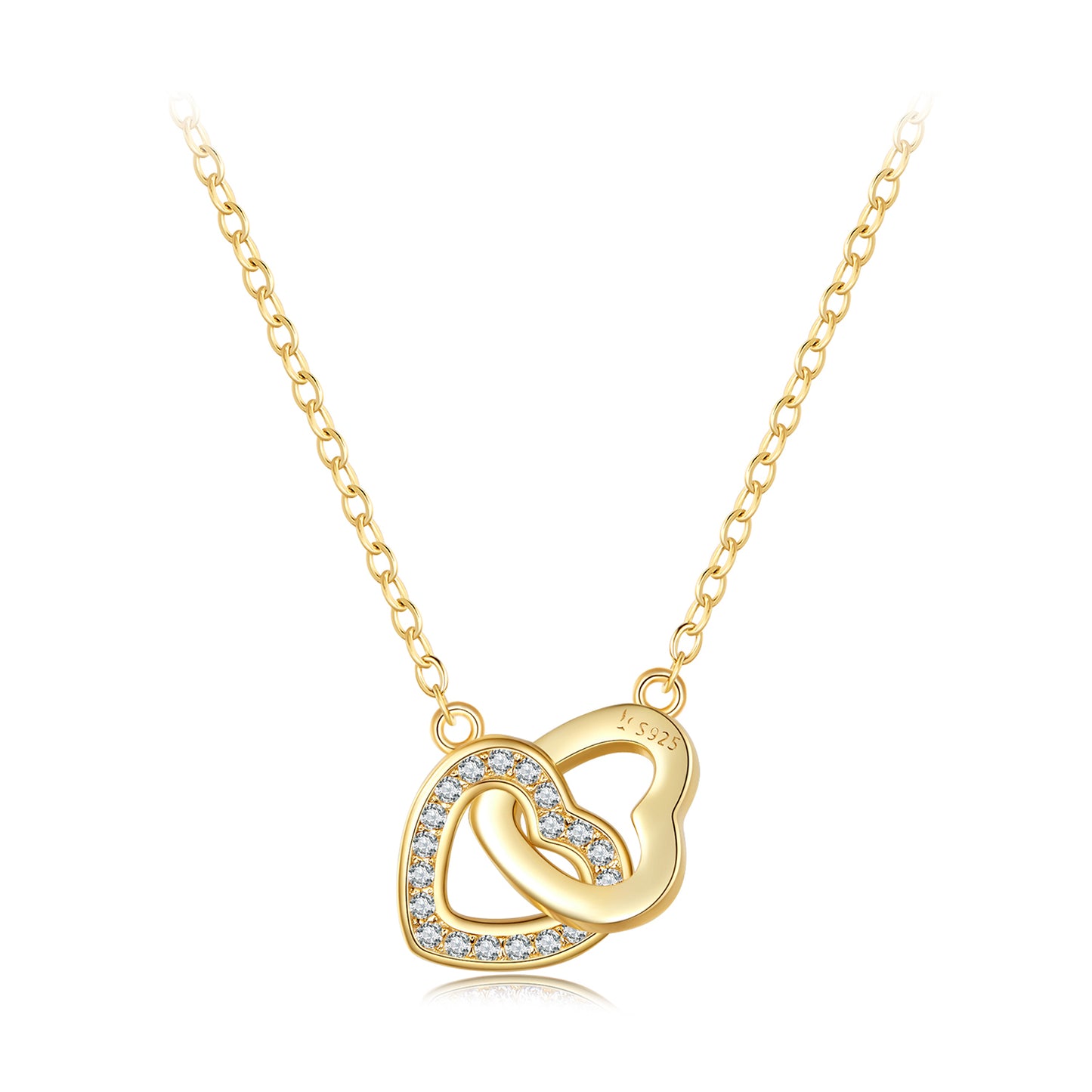 Interlocked Hearts Sterling Silver Necklace