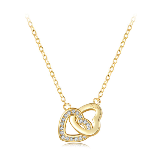 Interlocked Hearts Sterling Silver Necklace