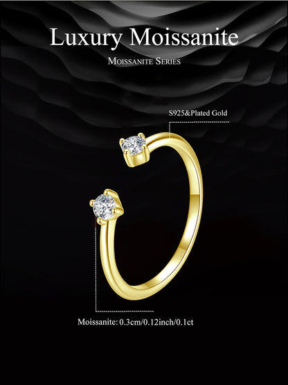 Elegant Moissanite Adjustable Ring - Gold