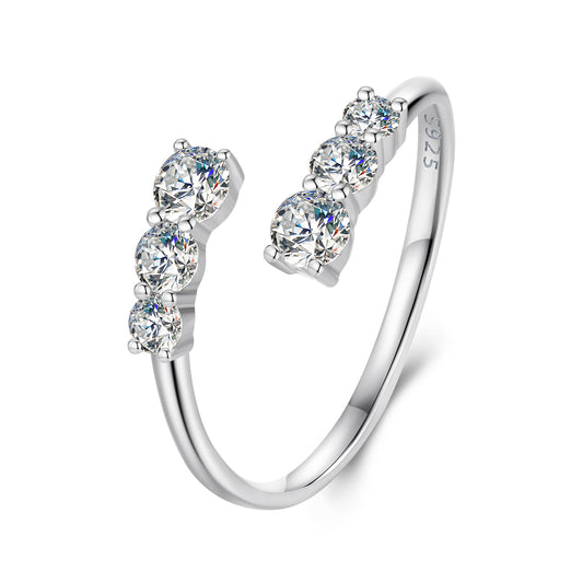 Sparkling Moissanite Adjustable Ring