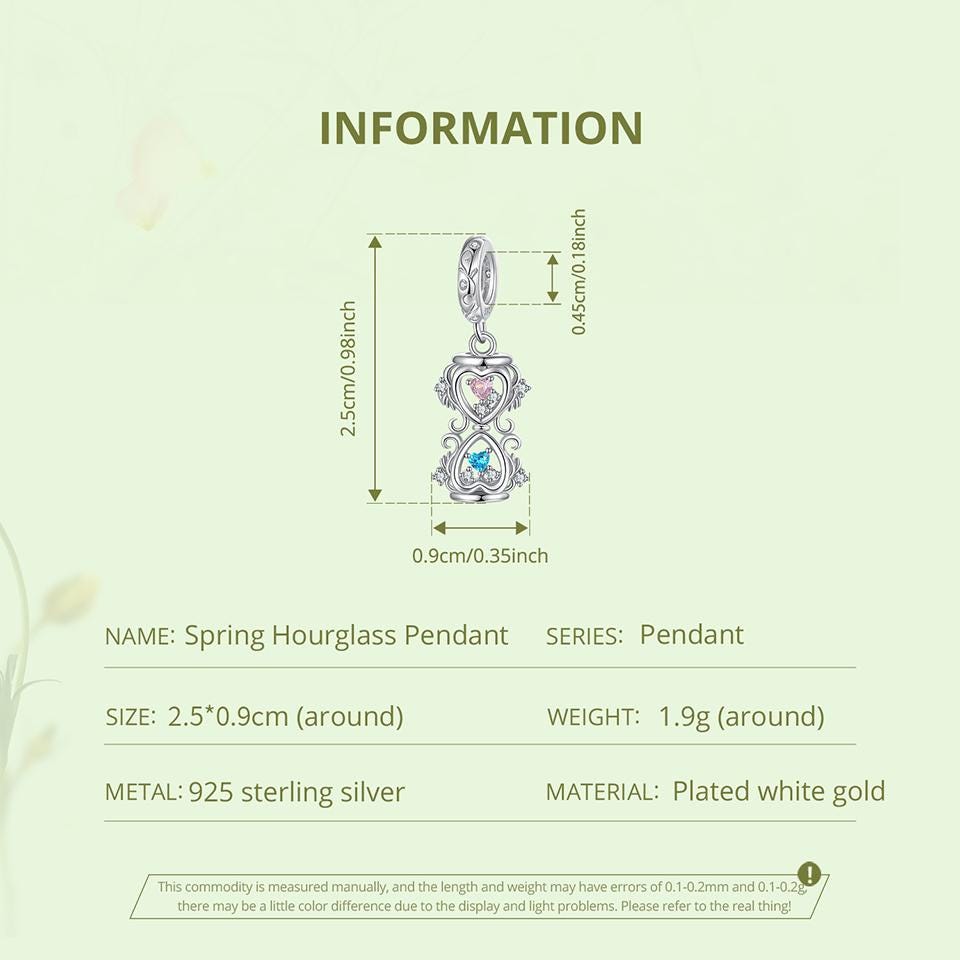 Spring Hourglass Pendant Charm