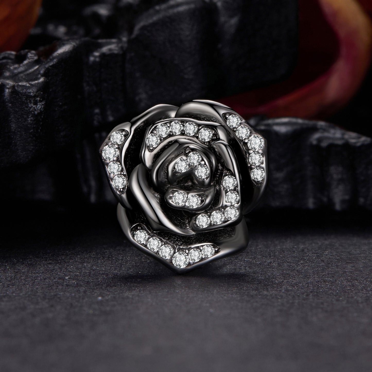 Midnight Rose Silicone Beads Charm