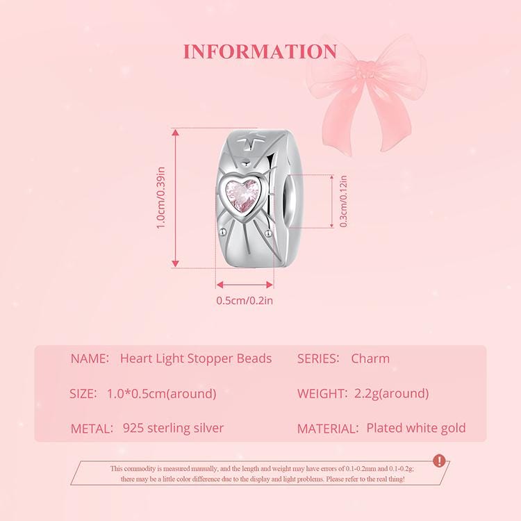 Heart Light Stopper Beads Charm