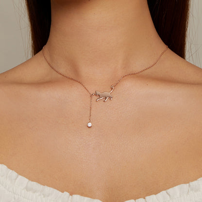 Mischievous Cat Sterling Silver Necklace