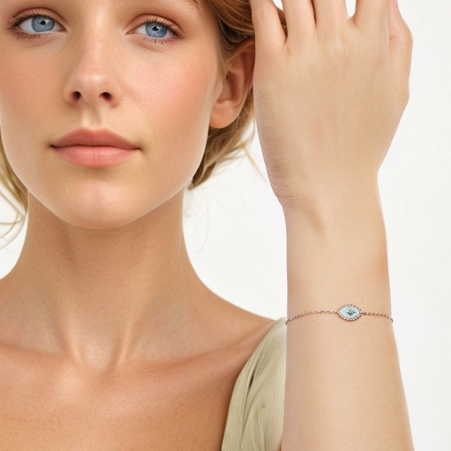 Geometric Evil Eye Bracelet