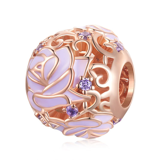 Purple Rose Hanging Bead Charm