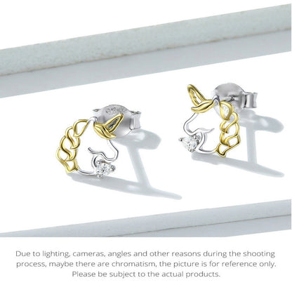 Compact Unicorn Stud Earrings