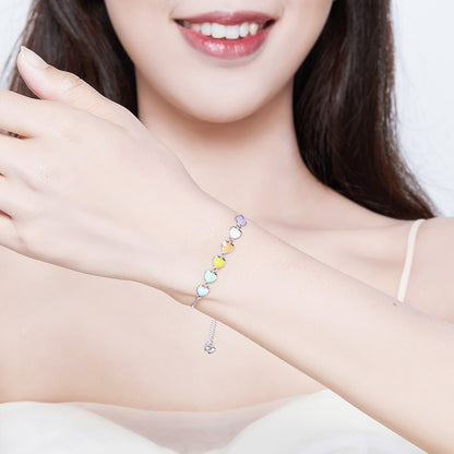 Rainbow Heart Charm Bracelet