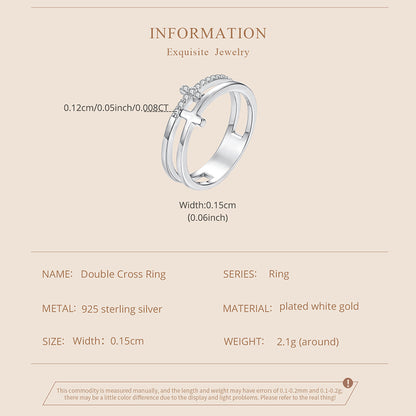 Double Cross Moissanite Ring