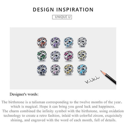 Infinity Love Birthstone Charm