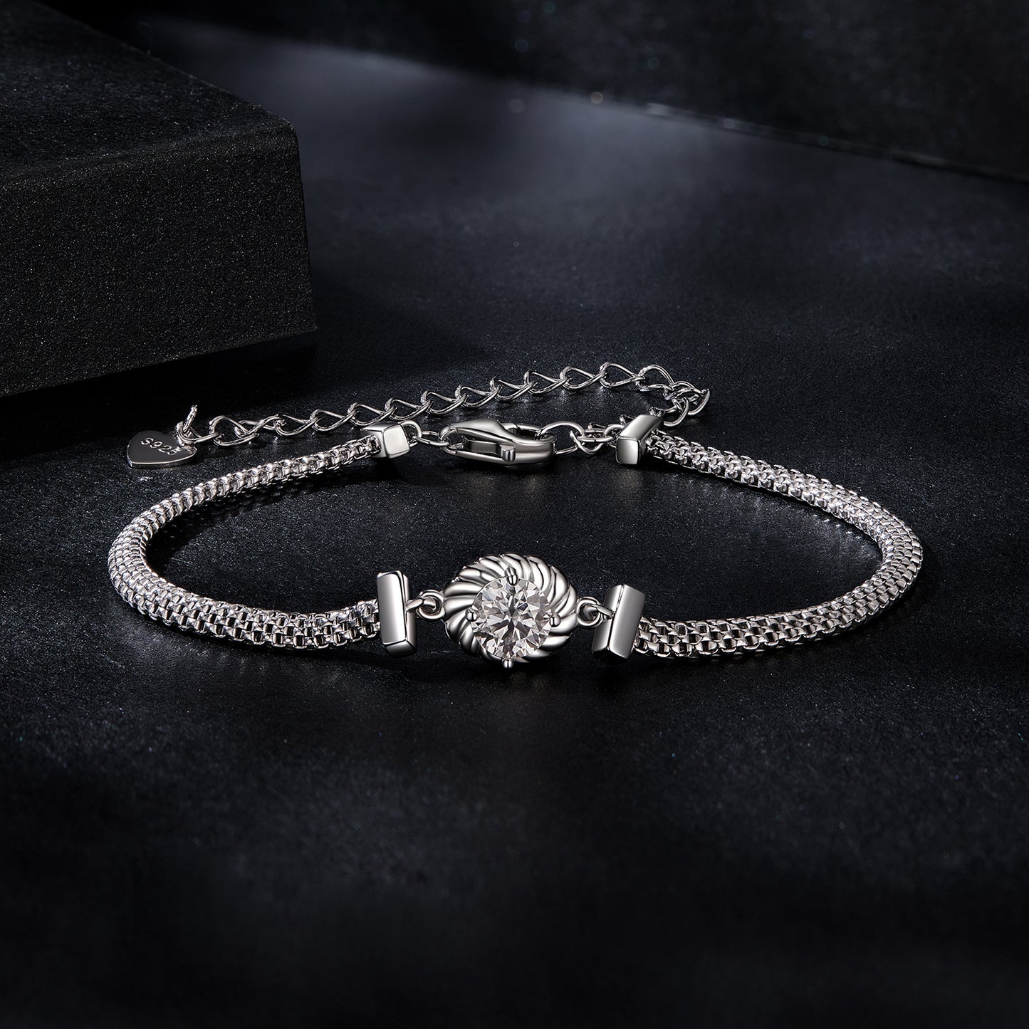 Woven Sterling Silver Moissanite Bracelet