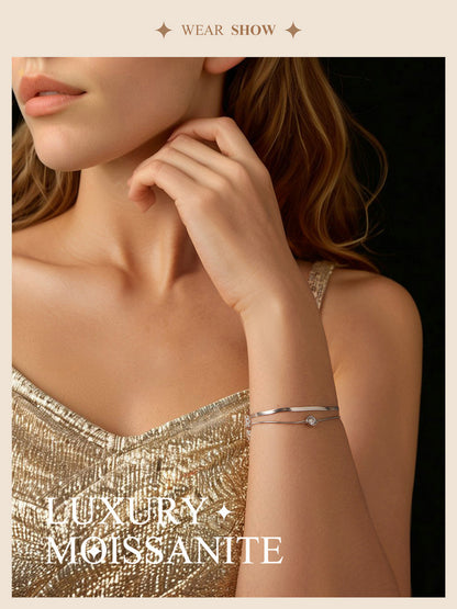 Double-Layer Sparkling Moissanite Bracelet
