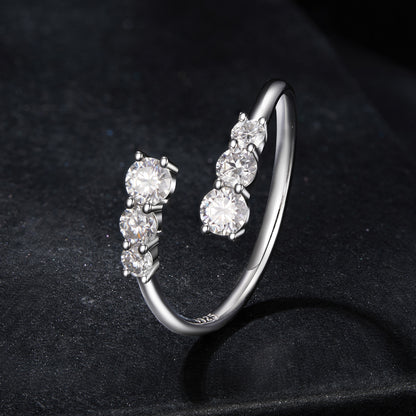 Sparkling Moissanite Adjustable Ring