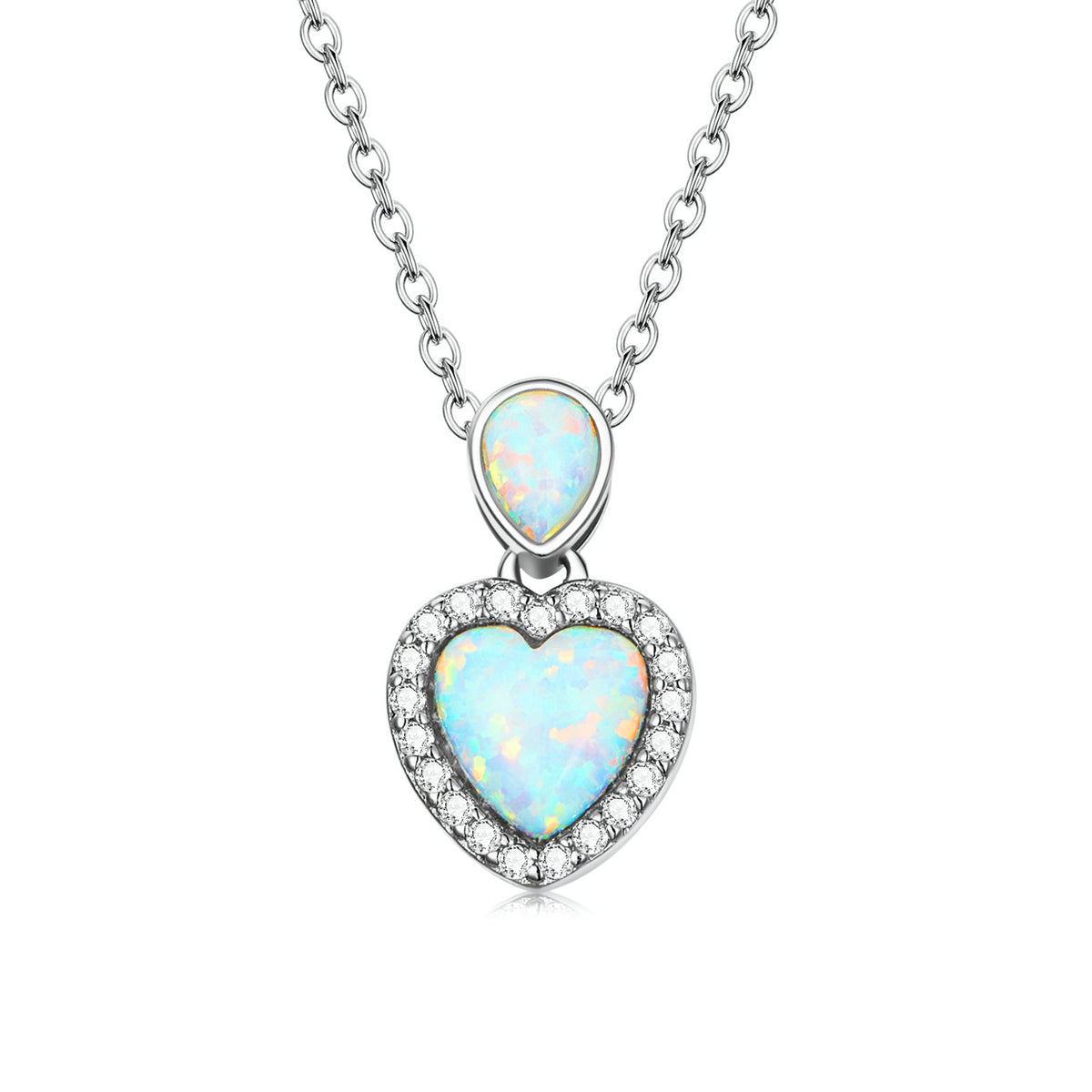 Opalized Heart Pendant Necklace