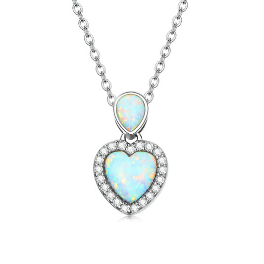 Opalized Heart Pendant Necklace