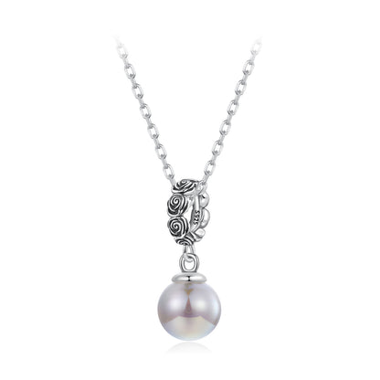 Midnight Rose Black Pearl Pendant Charm