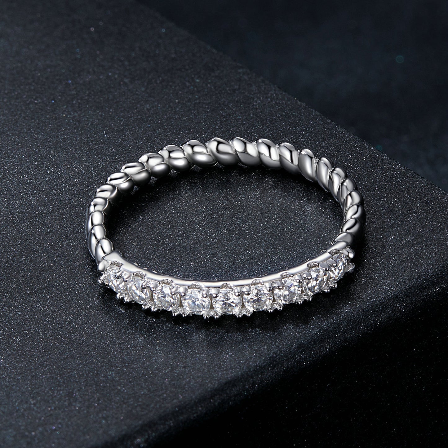 Textured Moissanite Ring