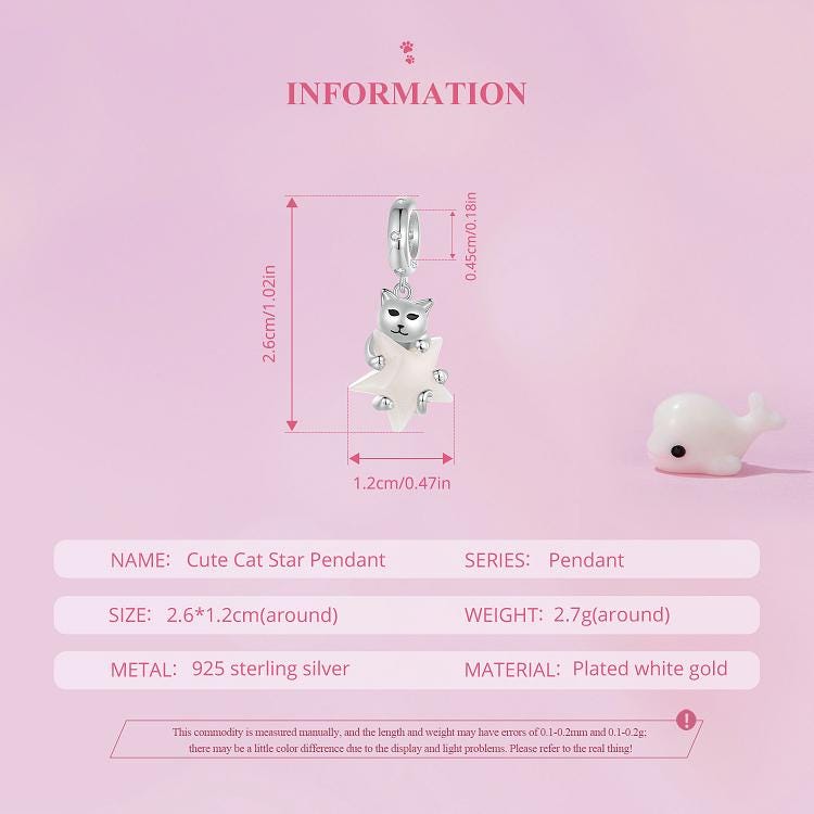 Cute Cat Star Pendant Charm