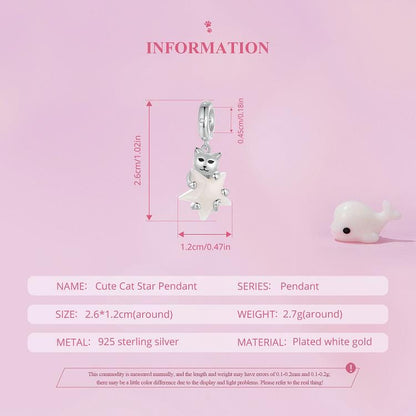 Cute Cat Star Pendant Charm