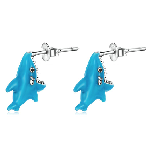 Playful Shark Stud Earrings