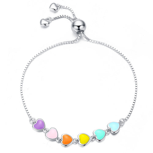 Rainbow Heart Charm Bracelet