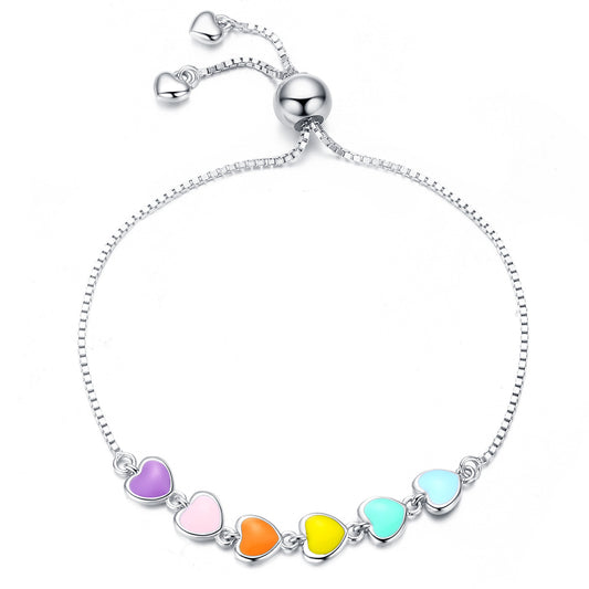 Rainbow Heart Charm Bracelet