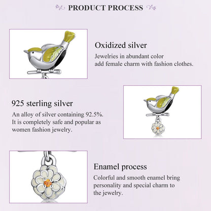 Flower & Bird Charm