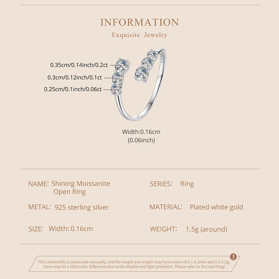 Sparkling Moissanite Adjustable Ring