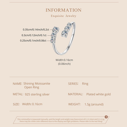 Sparkling Moissanite Adjustable Ring